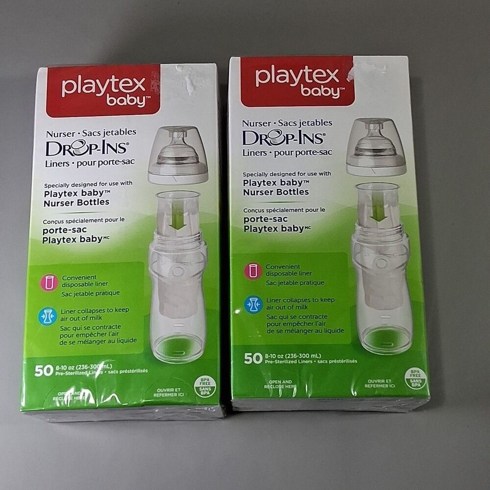 Playtex Baby Drop Ins Bottle Liners 8-10 oz 50count SEALED TWO PACKS = 100